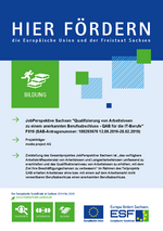 Plakat Aushang zum geförderten Vorhaben (QAB) der media project AG